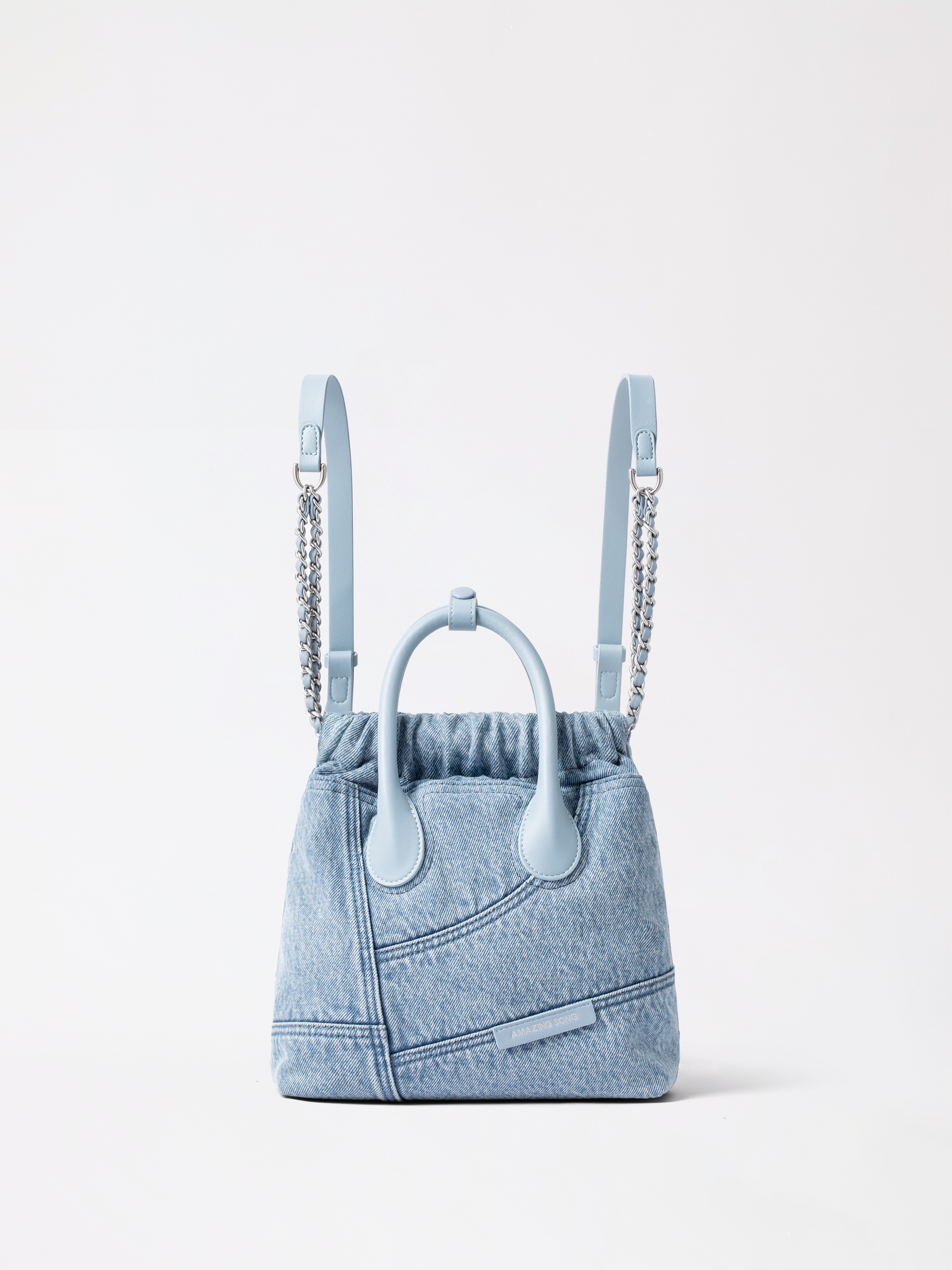 Denim Hobo Backpack - Small | Genuine Leather Bag