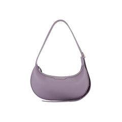 Purple leather shoulder bag with curved design on white background, Amazing Song