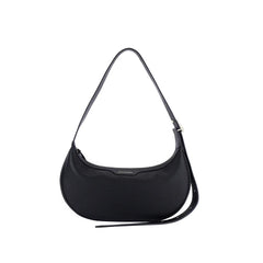 Amazing Song black crescent shoulder bag with adjustable strap on white background