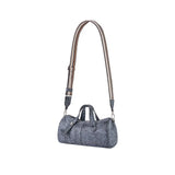 Stylish gray duffel bag with adjustable strap, featured on Amazing Song official website.