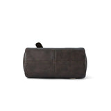 Dark brown leather cylindrical bag with stitching, Amazing Song official product photo