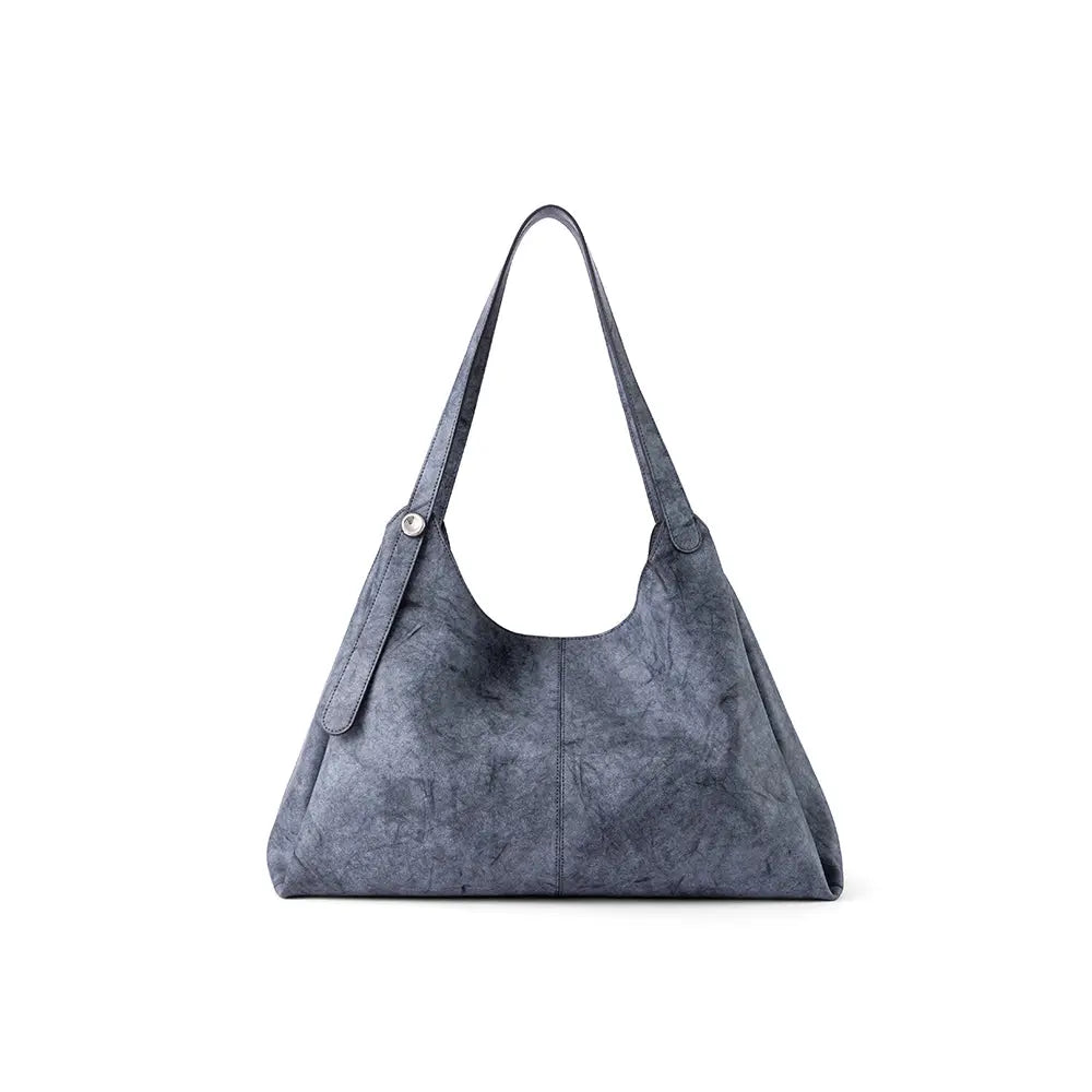Blue suede shoulder bag with button detail, Amazing Song official website product