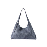 Amazing Song gray shoulder bag with textured finish and single strap on white background