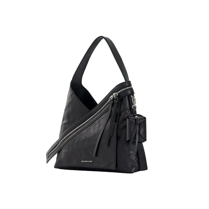 Cheese Roll Shoulder Bag - Black with Headphone Bag
