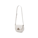 White leather crossbody bag with adjustable strap and metal clasp, Amazing Song fashion accessory