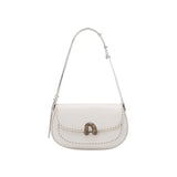 White leather shoulder bag with metal clasp and contrast stitching, Amazing Song accessories