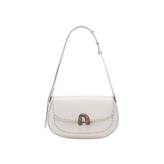White leather shoulder bag with metal clasp and contrast stitching, Amazing Song accessories