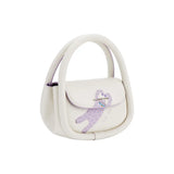 White designer handbag with purple heart and bear graphic, Amazing Song official store