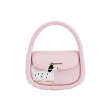 Amazing Song pink handbag with dog illustration and 'it’s cute' text on front