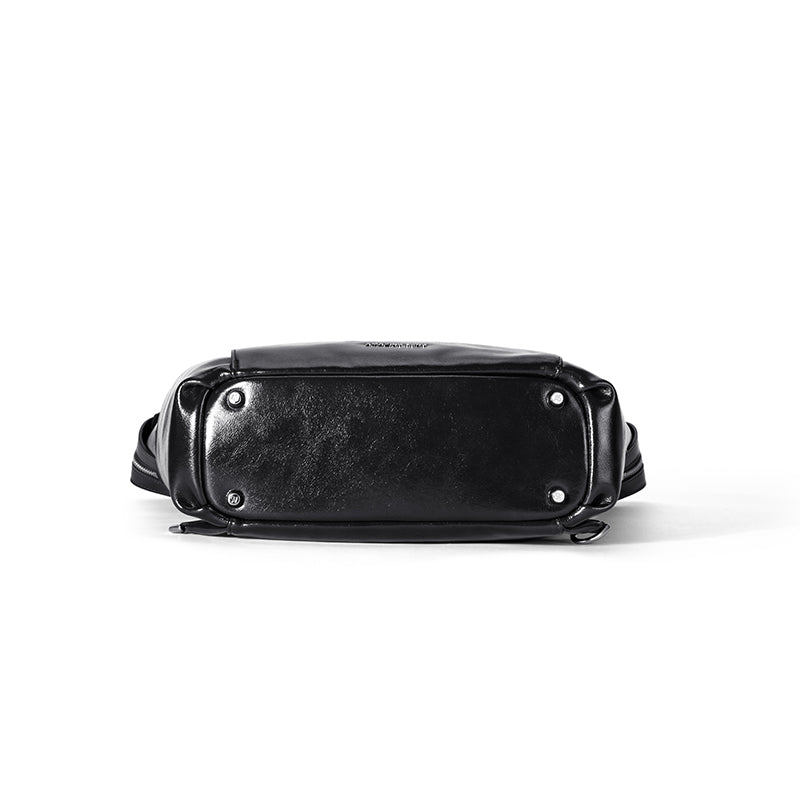 Black leather bag bottom view with metal studs, Amazing Song official website