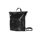 Amazing Song glossy black leather backpack with top handle and side pockets