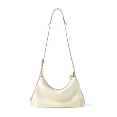 Cream shoulder bag with adjustable strap on white background, Amazing Song official website