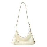 Cream shoulder bag with adjustable strap, silver hardware, Amazing Song branding