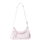 Light pink shoulder bag with silver hardware on white background, Amazing Song branding visible.