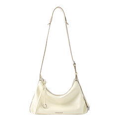 Amazing Song cream leather shoulder bag with adjustable strap and minimalist design