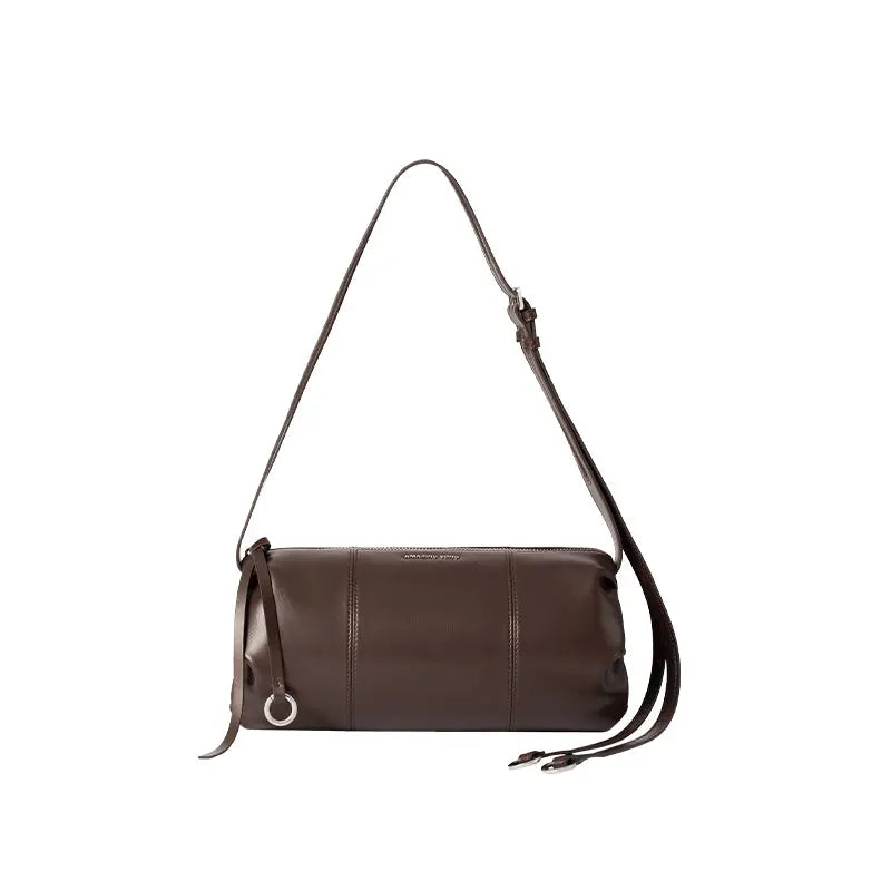 Brown leather shoulder bag with adjustable strap, Amazing Song official website product