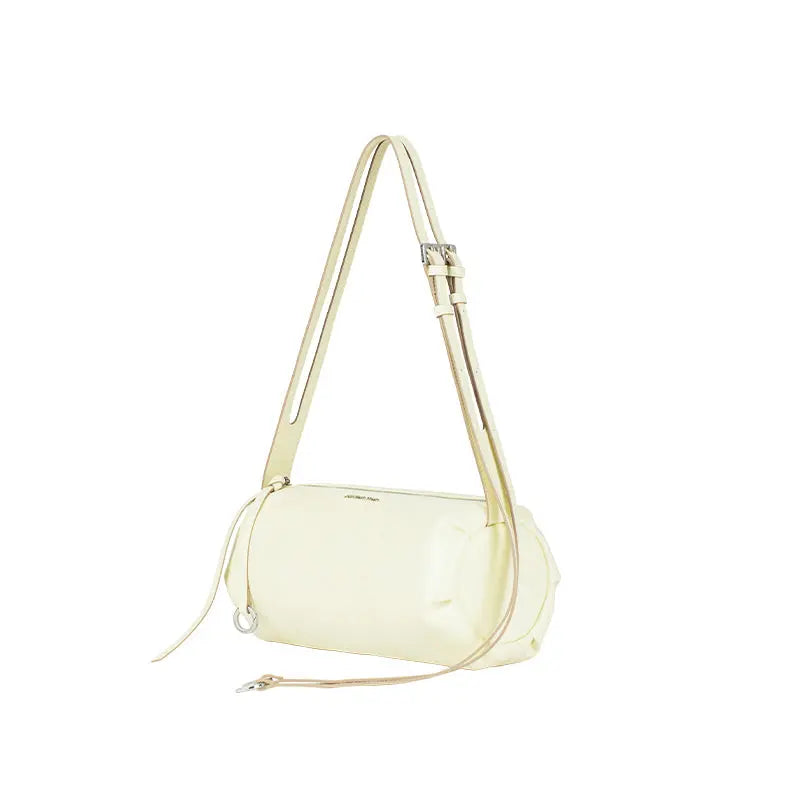 Cream cylinder shoulder bag with adjustable strap, Amazing Song official website