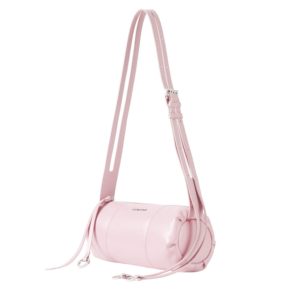 Light pink cylindrical shoulder bag with adjustable strap, Amazing Song official accessory