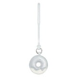 Light grey donut-shaped keychain with strap on white background, Amazing Song accessory.