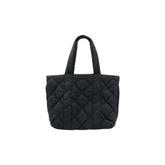 Black quilted tote bag with double handles, product photo on Amazing Song official website