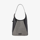 Amazing Song black and white chevron pattern shoulder bag with leather accents