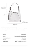 White split leather handbag with dimensions and material details from Amazing Song official website.