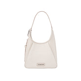 Cream woven leather handbag with Amazing Song logo, elegant designer accessory