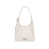 Cream woven leather handbag with Amazing Song logo, elegant designer accessory