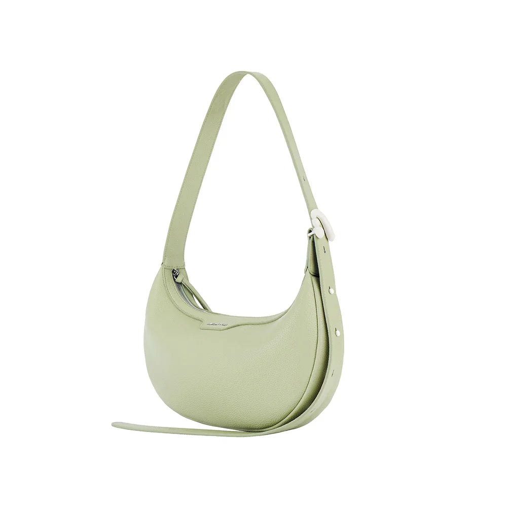 Light green crescent shoulder bag with adjustable strap from Amazing Song