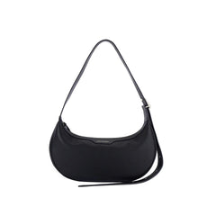 Amazing Song black crescent shoulder bag with adjustable strap on white background