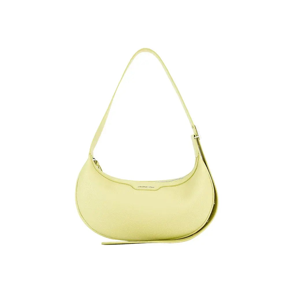 Yellow crescent shoulder bag with pebbled texture, Amazing Song official website