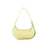 Yellow crescent shoulder bag with pebbled texture, Amazing Song official website