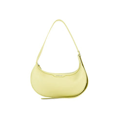 Yellow crescent shoulder bag with pebbled texture, Amazing Song official website