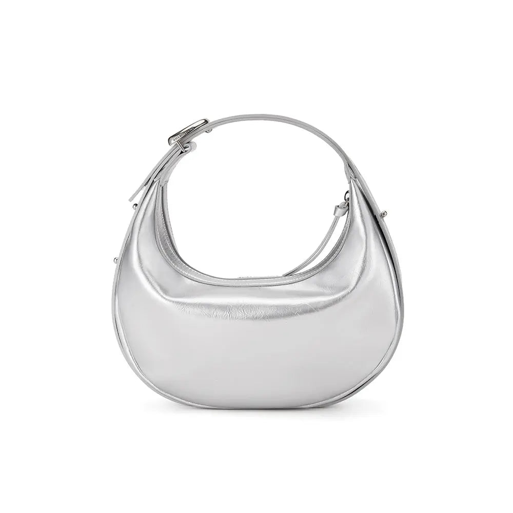 Silver crescent shoulder bag with top handle, Amazing Song official site product image