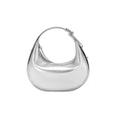 Silver crescent-shaped handbag with curved handle, Amazing Song official collection