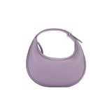 Lilac crescent-shaped leather handbag with top handle, Amazing Song official website.