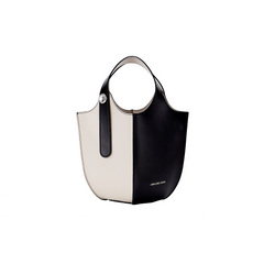 Amazing Song black and white two-tone handbag with top handles on white background