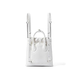 White leather bucket bag with dual top handles and chain straps, Amazing Song official website