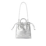 Silver metallic drawstring handbag with top handles, Amazing Song official website product