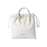 Amazing Song white faux leather handbag with drawstring top and double handles