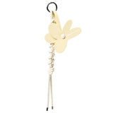 Amazing Song cream flower-shaped keychain with braided rope and metal ring