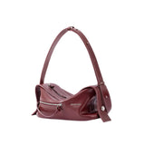 Amazing Song burgundy leather shoulder bag with silver zipper and adjustable strap