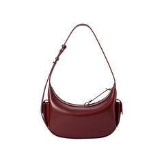 Maroon leather shoulder bag with adjustable strap, featured on Amazing Song official website