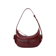 Amazing Song burgundy shoulder bag with front zipper pocket and adjustable strap