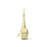 Cream leather belt bag with adjustable strap on white background, Amazing Song accessory