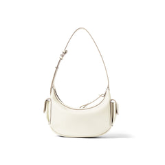 Cream shoulder bag with adjustable strap, modern design, featured on Amazing Song website
