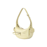 Cream leather shoulder bag with zipper pocket and side pouch, Amazing Song fashion accessory