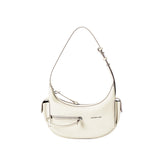Amazing Song cream leather shoulder bag with zipper pocket and adjustable strap