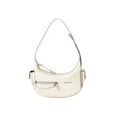 Amazing Song cream leather shoulder bag with zipper pocket and adjustable strap