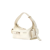 Amazing Song cream leather shoulder bag with adjustable strap and buckle detail